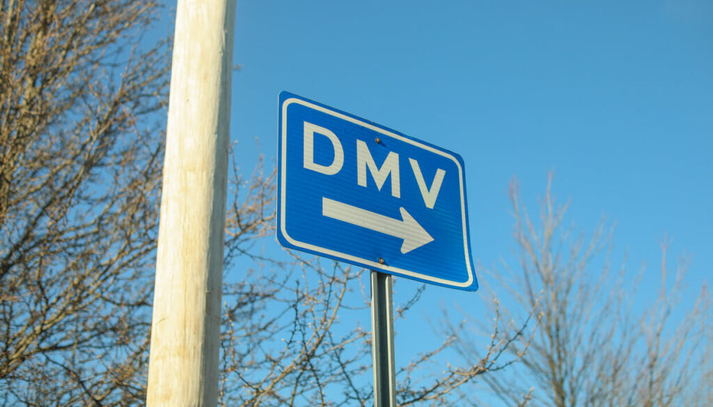 DMV Blue Sign