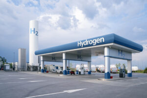 Hydrogen Trucks fueling station with storage tank